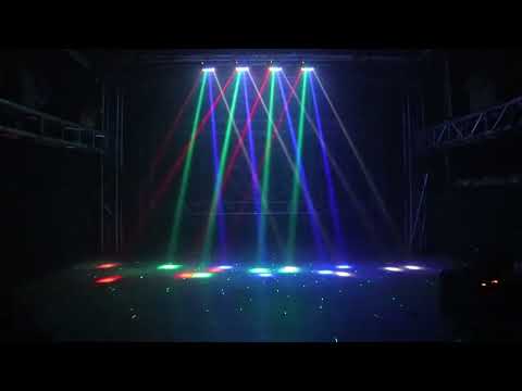 Spinnen-Moving-Head-Licht mit 8 x 3 W RGBW-LEDs, Beam-DJ-Lichtern, Laserlicht und 2 Pixel-Lichtstreifen, klangaktiviert/DMX-512-Steuerung, perfekt für Party, Disco, Hochzeit, Live-Bühnenbeleuchtung