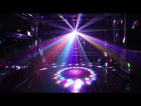 Disco Light Party Light, DJ Lights 4in1 with Disco Ball, LED Pattern Lights, Strobe Light, Sound Activated Stage Lights Compatible with DMX Control for Home Dance Wedding Event Party