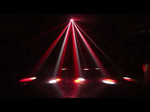 DJ Lights, Stage Disco Light 4 in 1 with RGBW Derby Beam, Red Green Pattern Light, Led Strobe and Dynamic Marquee, Remote & DMX Control Great for Disco Club Party DJ Stage Lighting