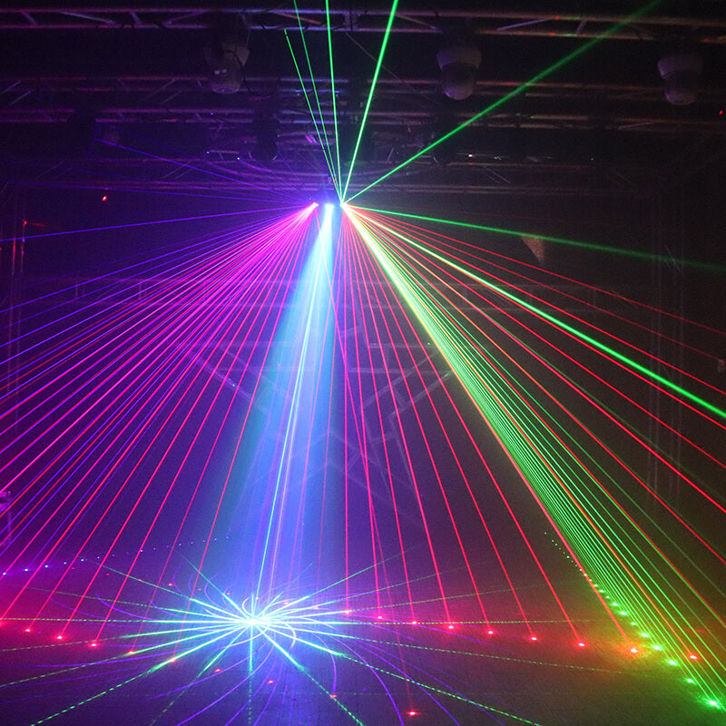 DJ Lights,Beam Effect Stage Light RGB Sound Activated Pattern Party Lights by DMX Control Strobe Light for Birthday Friend Party Disco Dancing Bar Club