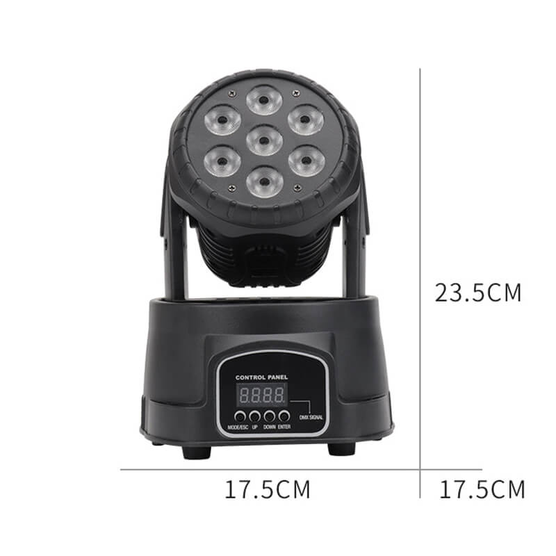 Moving Head Light RGBW 4in1 Stage Lighting DJ Lights 7 x 10W LED Beam Spotlight 9/14 CH Wash Light with DMX and Sound Activated for Church Wedding Parties Live Show Bar