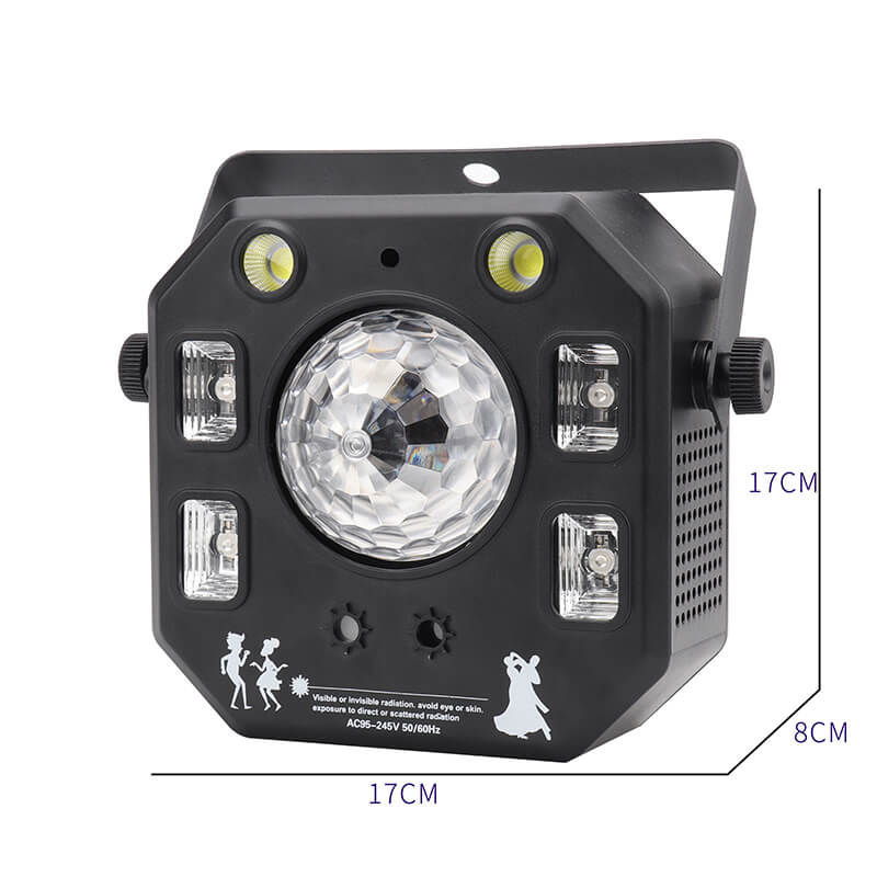 Disco Light Party Light, DJ Lights 4in1 with Disco Ball, LED Pattern Lights, Strobe Light, Sound Activated Stage Lights Compatible with DMX Control for Home Dance Wedding Event Party