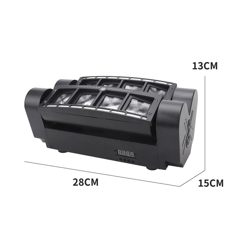 Spider Moving Head Light with 8x3W RGBW LEDs Beam DJ Lights Laser Light and 2 Pixel Light Strips, Sound Activated/DMX-512 Control Perfect for Party Disco Wedding Live Stage Lighting