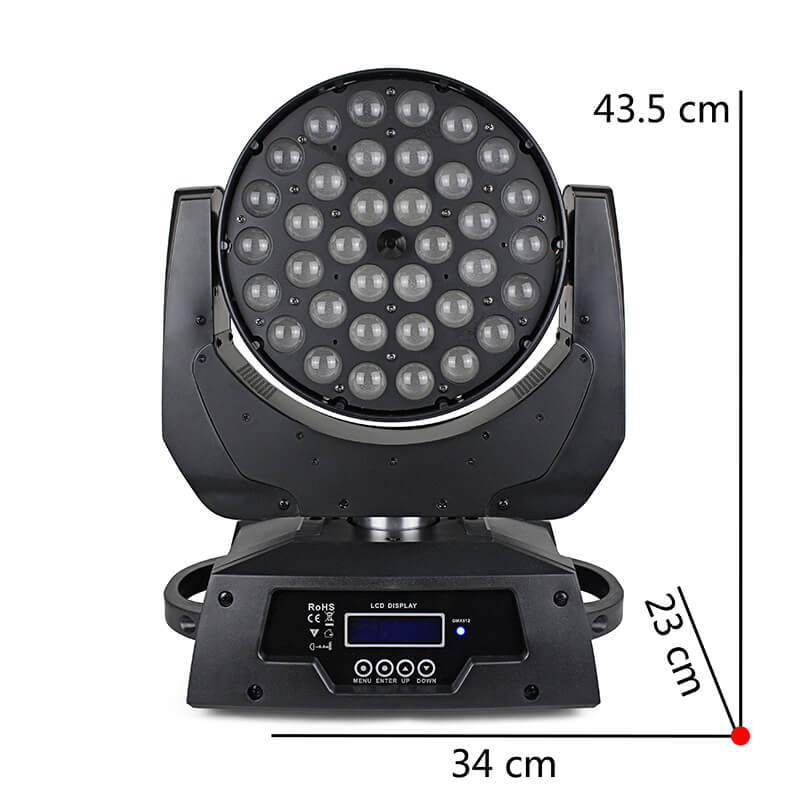 Stage Lights, 36x3W LED Wash Lights RGBW, DMX/Sound Activated DJ Lights, Moving Head Lights for DJ Show, Bar, KTV, Disco, Party Lighting