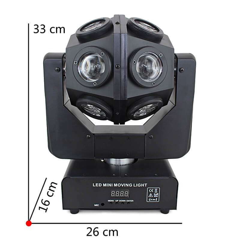 Moving Head Beam Light 120W LED RGBW 360°Rotation Moving Head Light DJ Lights DMX 512 with Sound Activated for Stage Lighting Party Disco Club Wedding