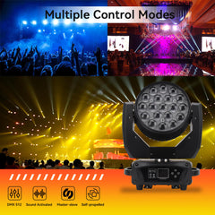 19x15W RGBW 4IN1 Zoom Wash Moving Head Light - LED Beam Zoom Moving Lights, Stage Led Moving Head Lighting for Dj Disco and Party