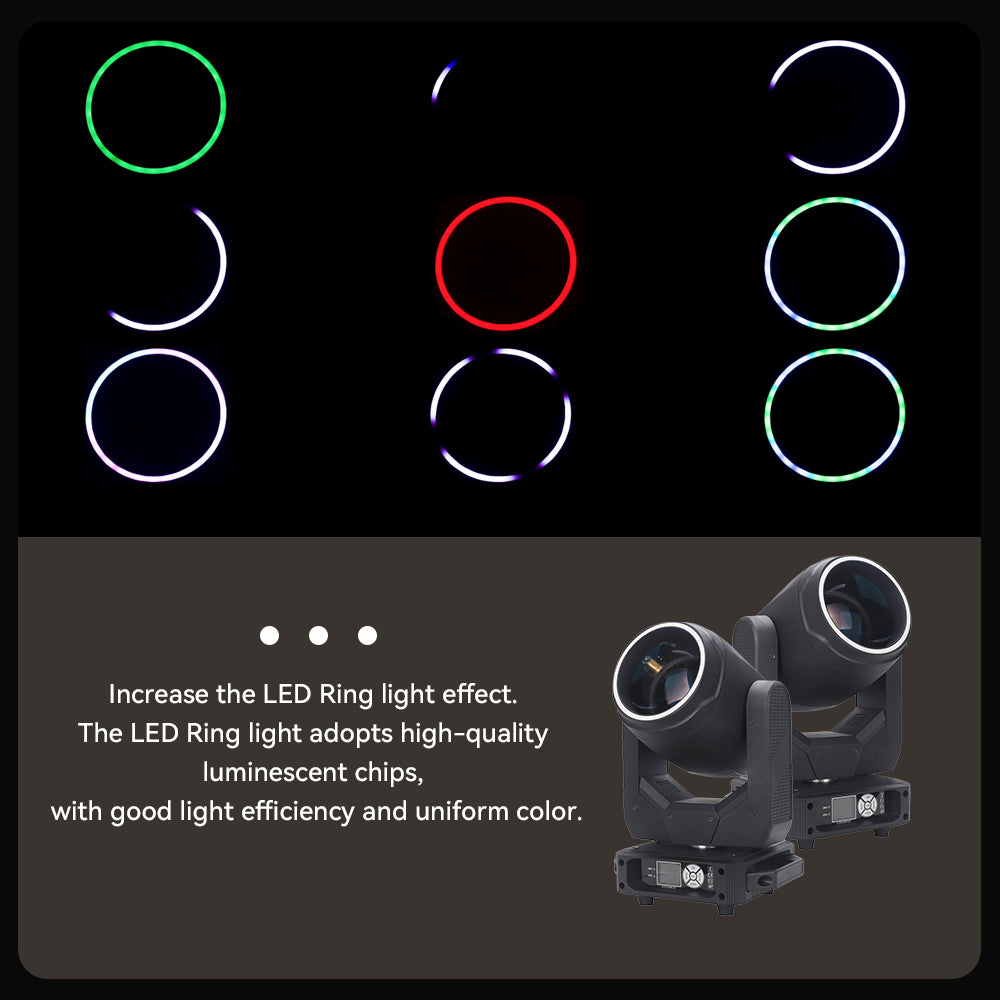 Moving Head Lights LED 200W Beam Stage Light 17 Gobos 14 Colors Spotlights 24-Facet Prism DMX512 Dj Stage Light with Unique Aperture Effect for Christmas Wedding Party Dance Disco Bar
