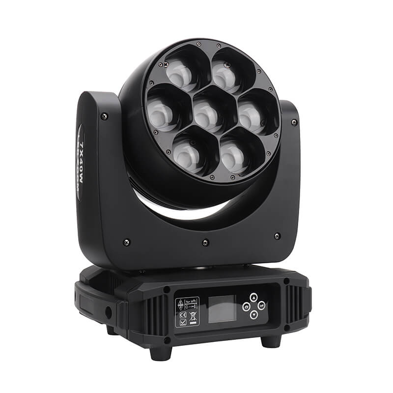 7x40W Bee Eye Moving Head DJ Light, 280W LED RGBW Stage Light Rotate Beam Spot Effect, DMX Sound Activated Remote Control for Parties Wedding Bar Church Show (RGBW 4in1)