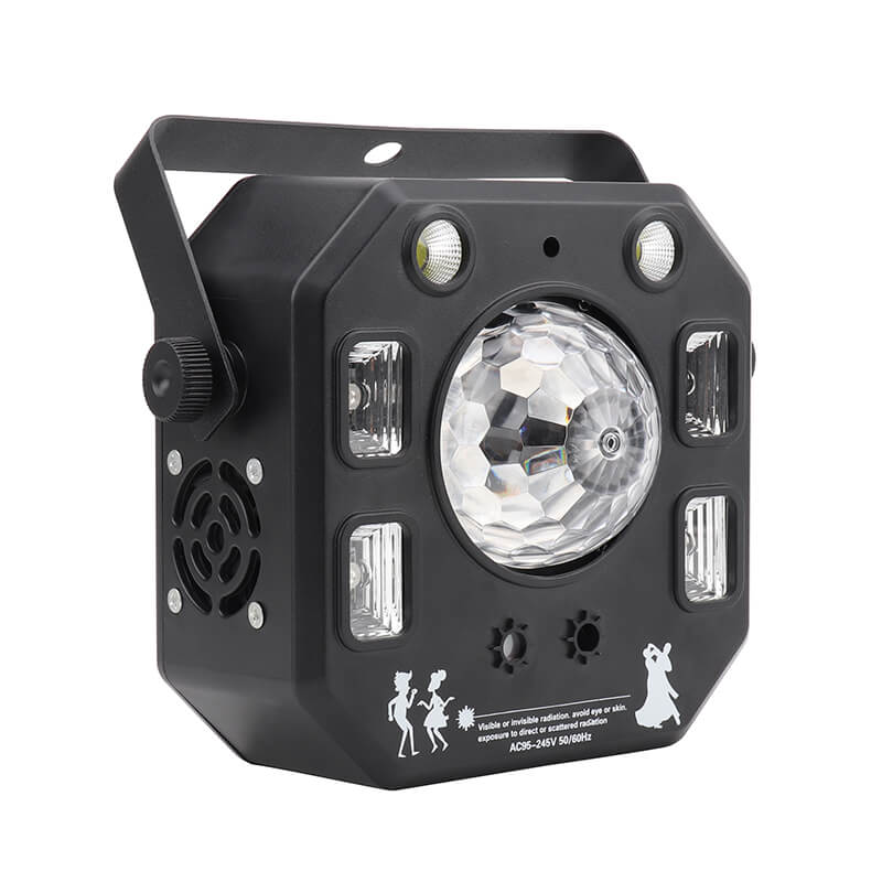 Disco Light Party Light, DJ Lights 4in1 with Disco Ball, LED Pattern Lights, Strobe Light, Sound Activated Stage Lights Compatible with DMX Control for Home Dance Wedding Event Party