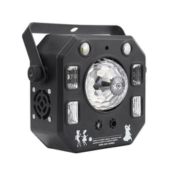 Disco Light Party Light, DJ Lights 4in1 with Disco Ball, LED Pattern Lights, Strobe Light, Sound Activated Stage Lights Compatible with DMX Control for Home Dance Wedding Event Party
