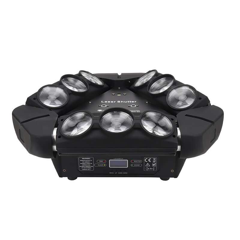 Spider Moving Head Lights, DJ Lights 9 LEDs Heads with Lase RGB Stage Lighs  DMX-512 and Sound Activated Great for Wedding Disco Dj Party Light