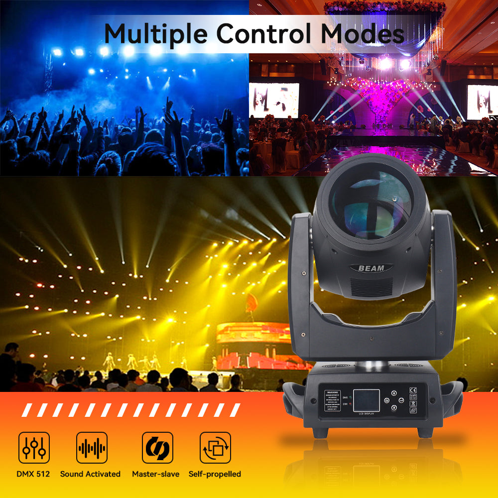 7R 230W Beam Moving Head Light - 17 Gobos RGBW Beam Lights - 14 Colors Led Moving Head Light Dj Lights - 16CH DMX512 Sound Control for Church Wedding Disco Party