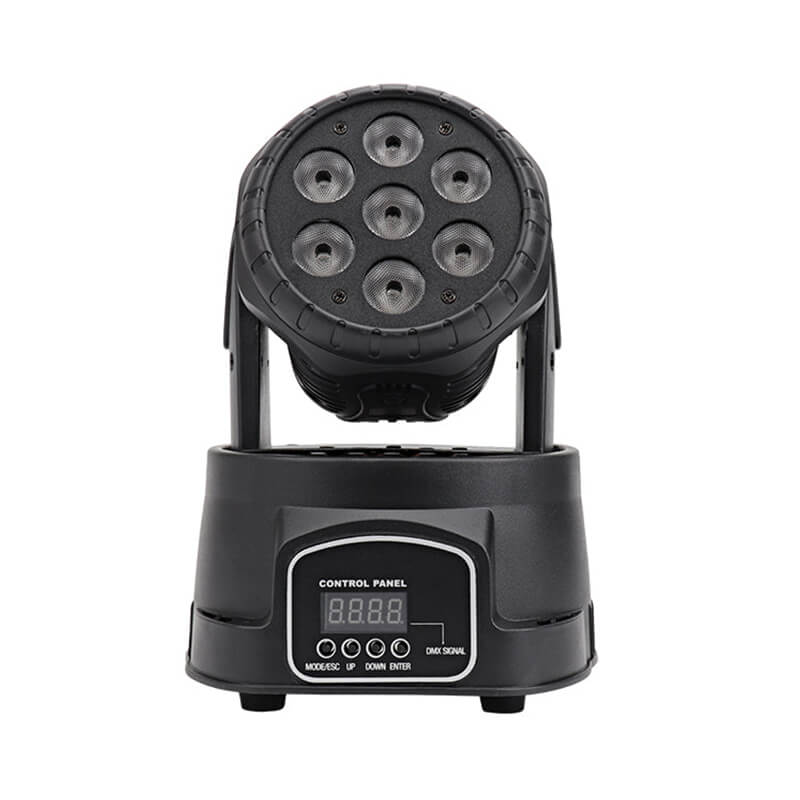 Moving Head Light RGBW 4in1 Stage Lighting DJ Lights 7 x 10W LED Beam Spotlight 9/14 CH Wash Light with DMX and Sound Activated for Church Wedding Parties Live Show Bar