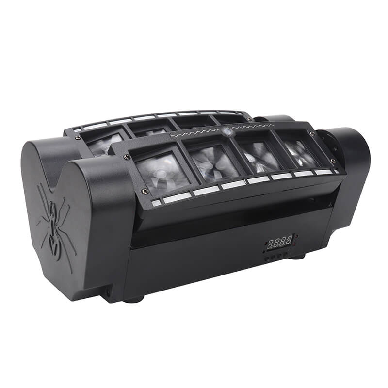 Spider Moving Head Light with 8x3W RGBW LEDs Beam DJ Lights Laser Light and 2 Pixel Light Strips, Sound Activated/DMX-512 Control Perfect for Party Disco Wedding Live Stage Lighting