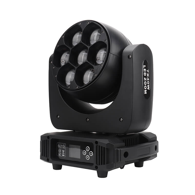7x40W Bee Eye Moving Head DJ Light, 280W LED RGBW Stage Light Rotate Beam Spot Effect, DMX Sound Activated Remote Control for Parties Wedding Bar Church Show (RGBW 4in1)