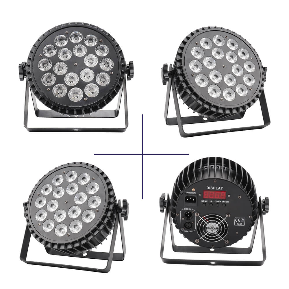 180W LED Stage Par Lights, RGBW 18 LED Uplights by DMX Control and Sound Activated Uplighting for DJ Disco Club Festival Wedding Party Church Stage Lighting