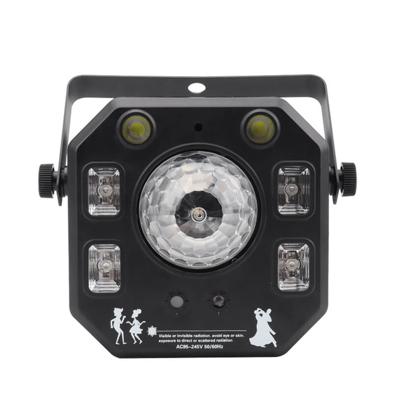 Disco Light Party Light, DJ Lights 4in1 with Disco Ball, LED Pattern Lights, Strobe Light, Sound Activated Stage Lights Compatible with DMX Control for Home Dance Wedding Event Party