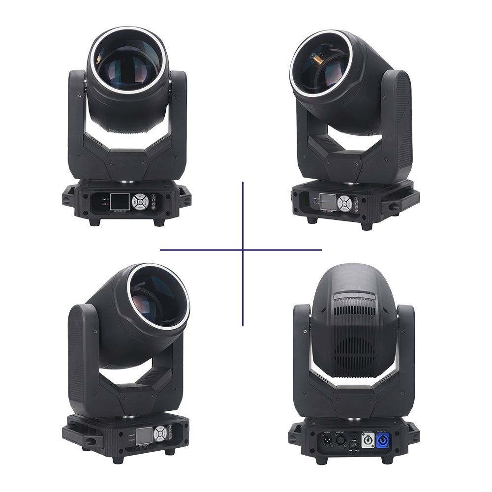 Moving Head Lights LED 200W Beam Stage Light 17 Gobos 14 Colors Spotlights 24-Facet Prism DMX512 Dj Stage Light with Unique Aperture Effect for Christmas Wedding Party Dance Disco Bar