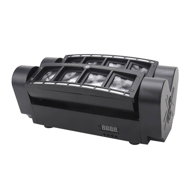 Spider Moving Head Light with 8x3W RGBW LEDs Beam DJ Lights Laser Light and 2 Pixel Light Strips, Sound Activated/DMX-512 Control Perfect for Party Disco Wedding Live Stage Lighting