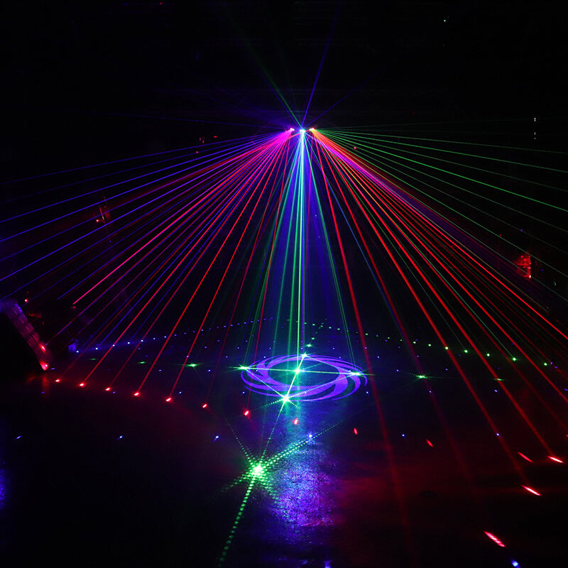 DJ Lights,Beam Effect Stage Light RGB Sound Activated Pattern Party Lights by DMX Control Strobe Light for Birthday Friend Party Disco Dancing Bar Club