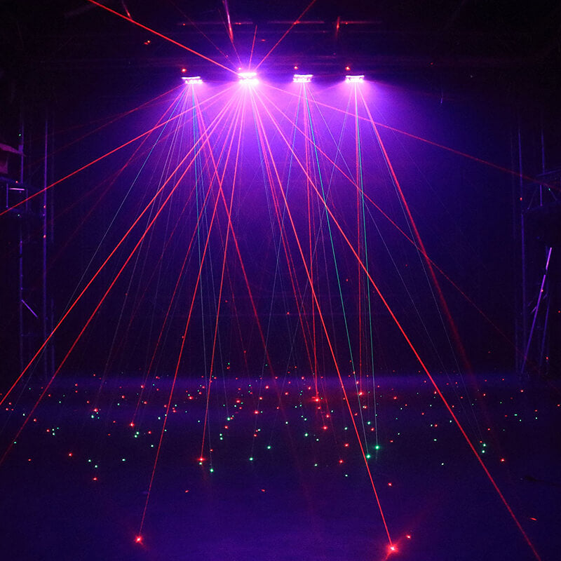 Spider Moving Head Light with 8x3W RGBW LEDs Beam DJ Lights Laser Light and 2 Pixel Light Strips, Sound Activated/DMX-512 Control Perfect for Party Disco Wedding Live Stage Lighting