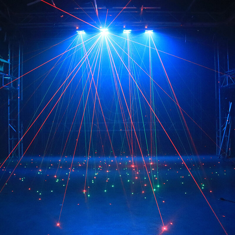 Spider Moving Head Light with 8x3W RGBW LEDs Beam DJ Lights Laser Light and 2 Pixel Light Strips, Sound Activated/DMX-512 Control Perfect for Party Disco Wedding Live Stage Lighting